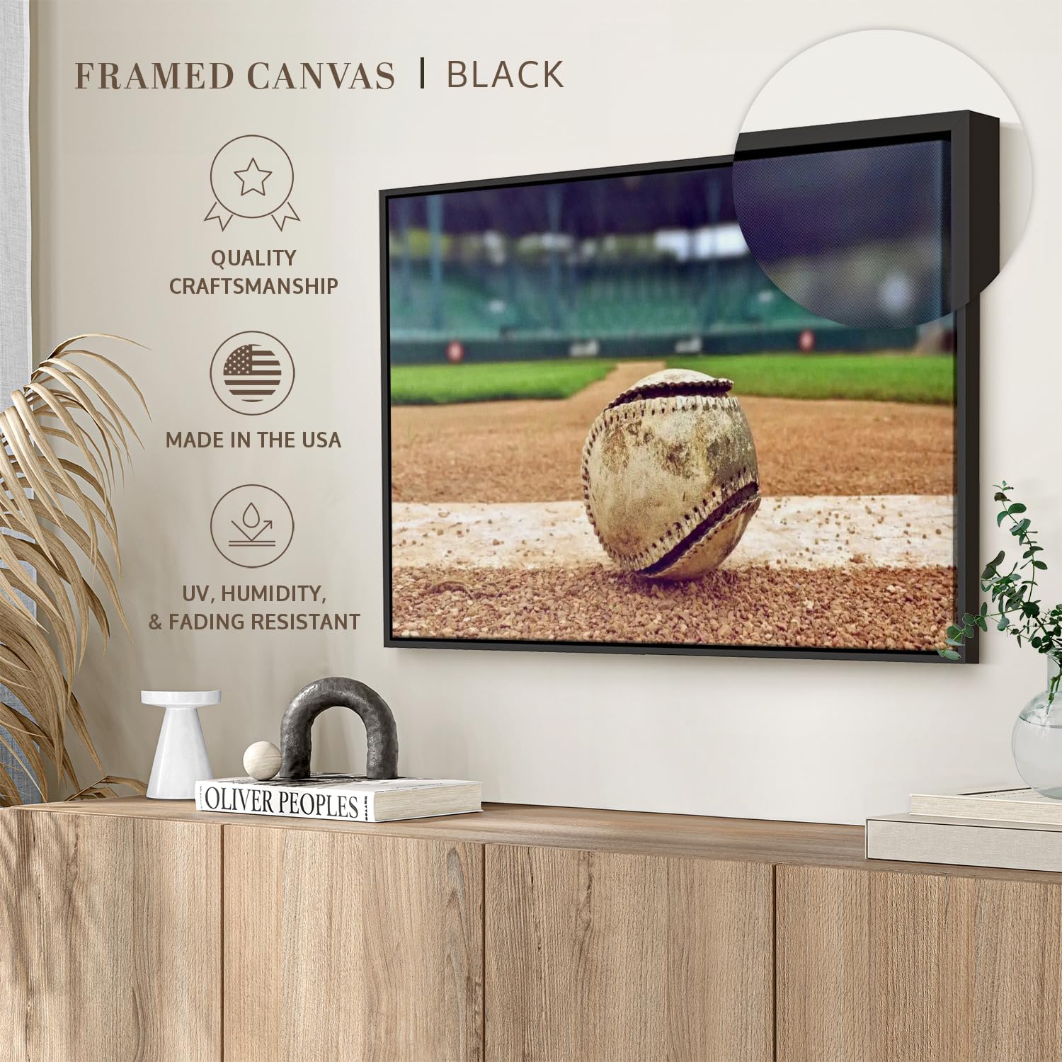 ElephantStock Baseball In Stadium Wall Art - Horizontal Framed Canvas - 1-Piece Living Room Wall