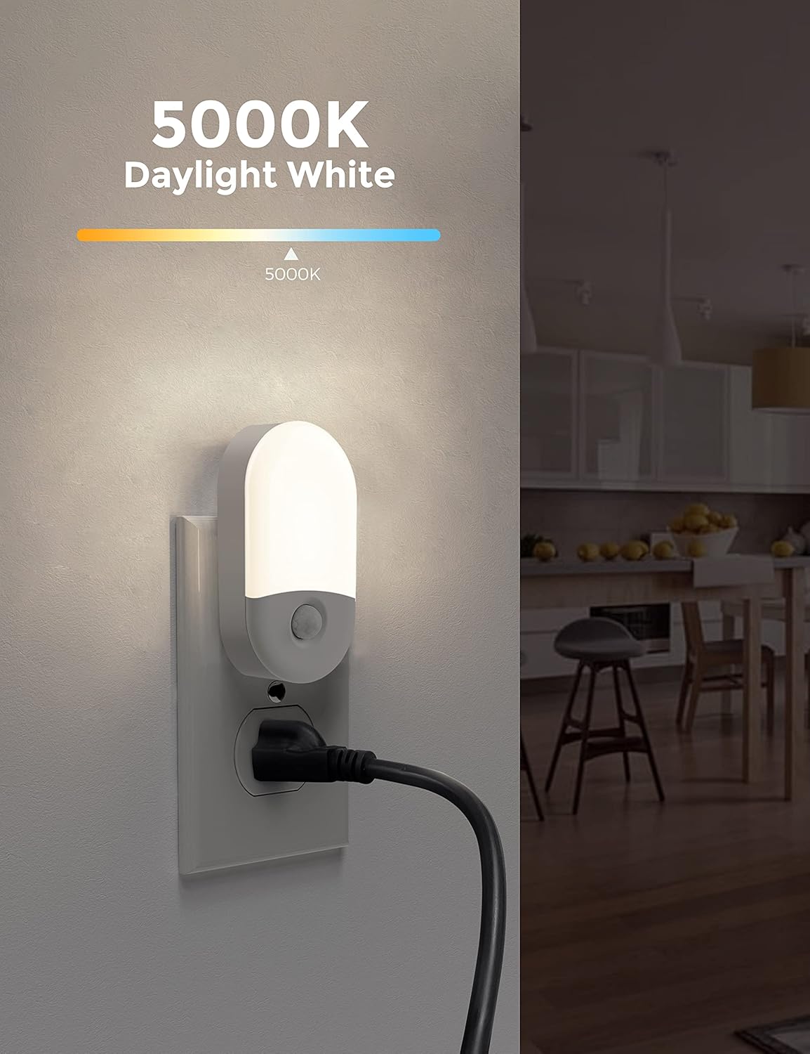 L LOHAS LED Motion Sensor Night Light Plug in, Motion Activated Night Light, 5000K Daylight White