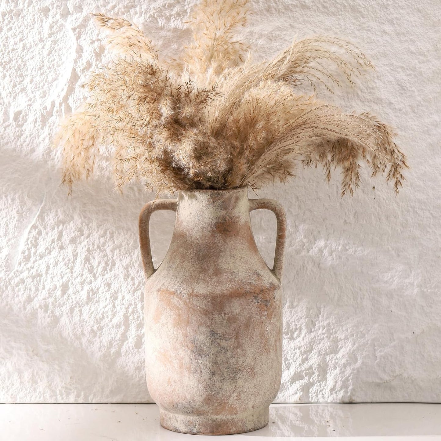 Mitt&Ditt Ceramic Flower Vase with Handles, 11 inch Tall Vase for Centerpieces, Large Decorative