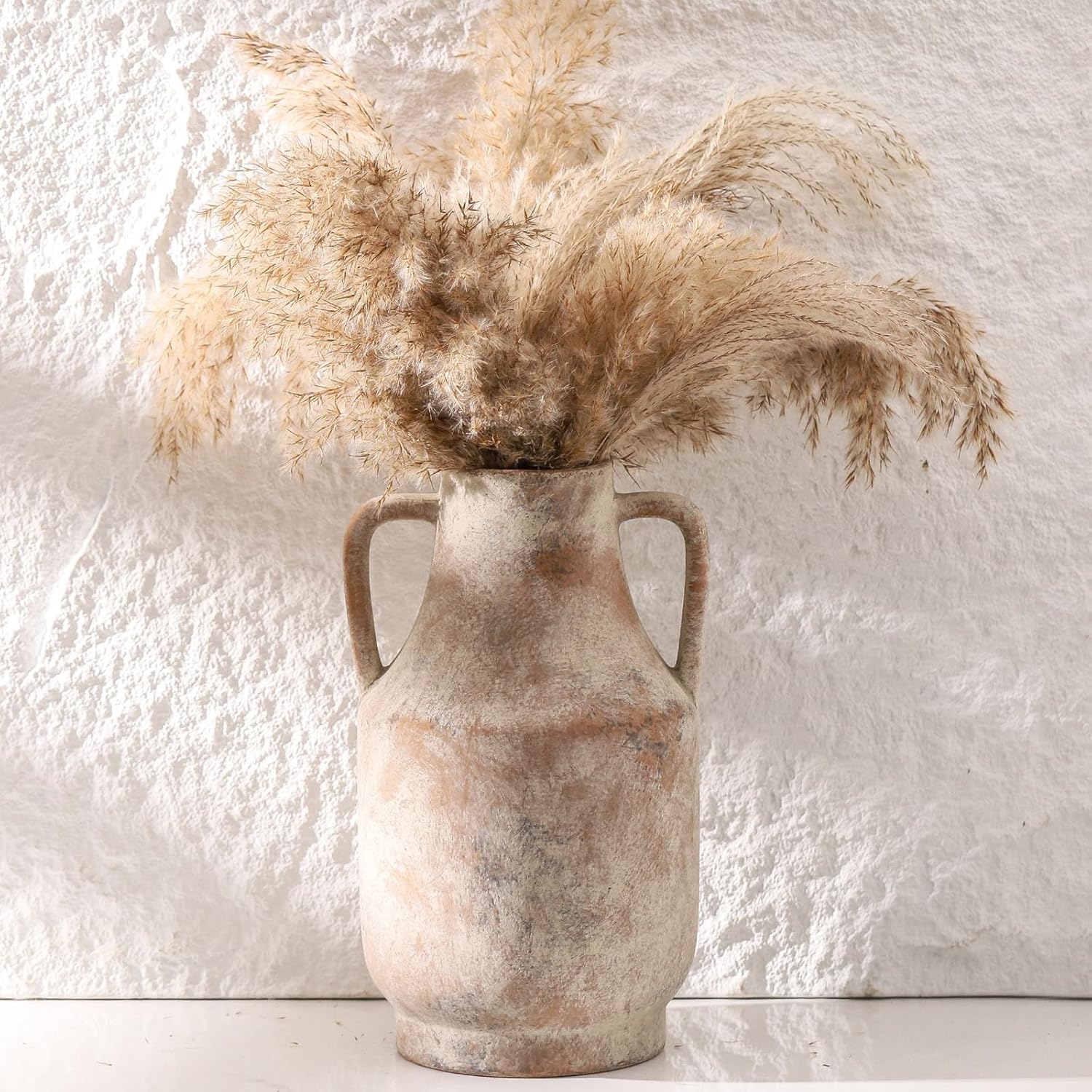 Mitt&Ditt Ceramic Flower Vase with Handles, 11 inch Tall Vase for Centerpieces, Large Decorative