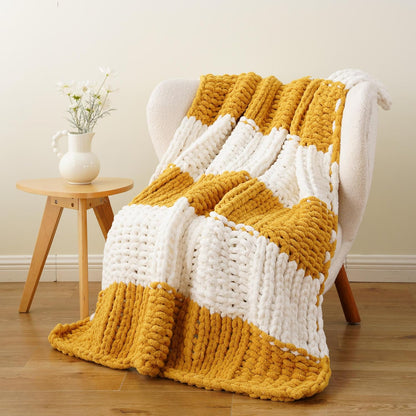 Battilo Chunky Knit Throw Blanket, Soft and Thick Chenille Throw Blanket, 50"x60" Handmade Cable