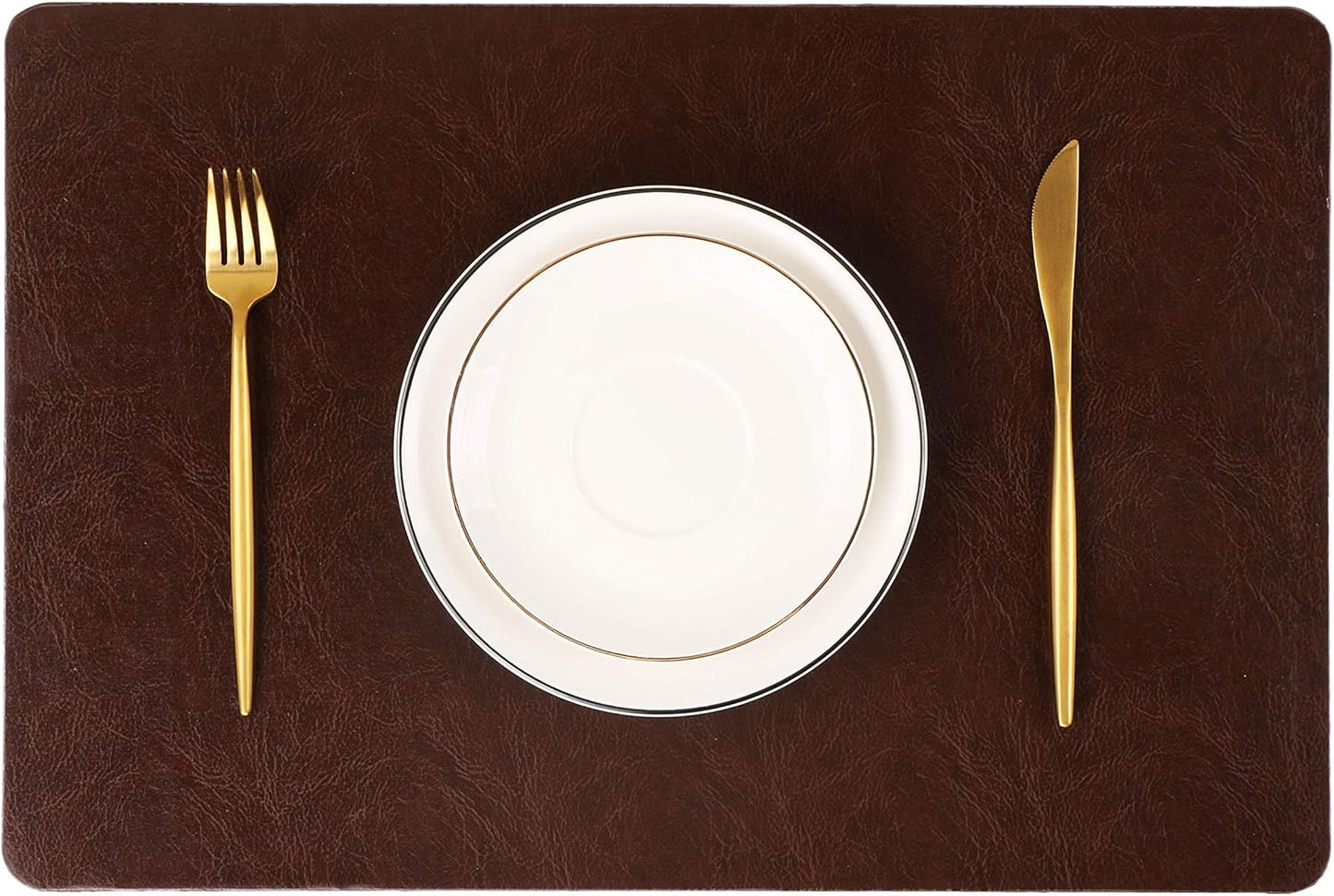 Faux Leather Placemats, Set of 8 PU Table Mats, Easy to Clean, Heat & Stain Resistant for Office