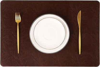 Faux Leather Placemats, Set of 8 PU Table Mats, Easy to Clean, Heat & Stain Resistant for Office