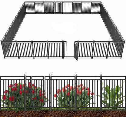 Decorative Garden Fence Large Dog Fence Outdoor for Yard, 72ft (L) × 40in (H), 28 Panels + 4 Gates
