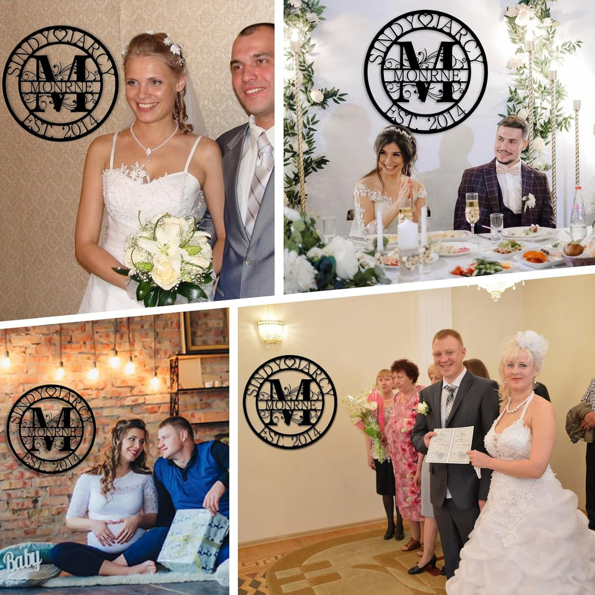 Custom Metal Sign | Personalized Family Name Sign | Monogram Wall Decor | Metal Name Sign| Split