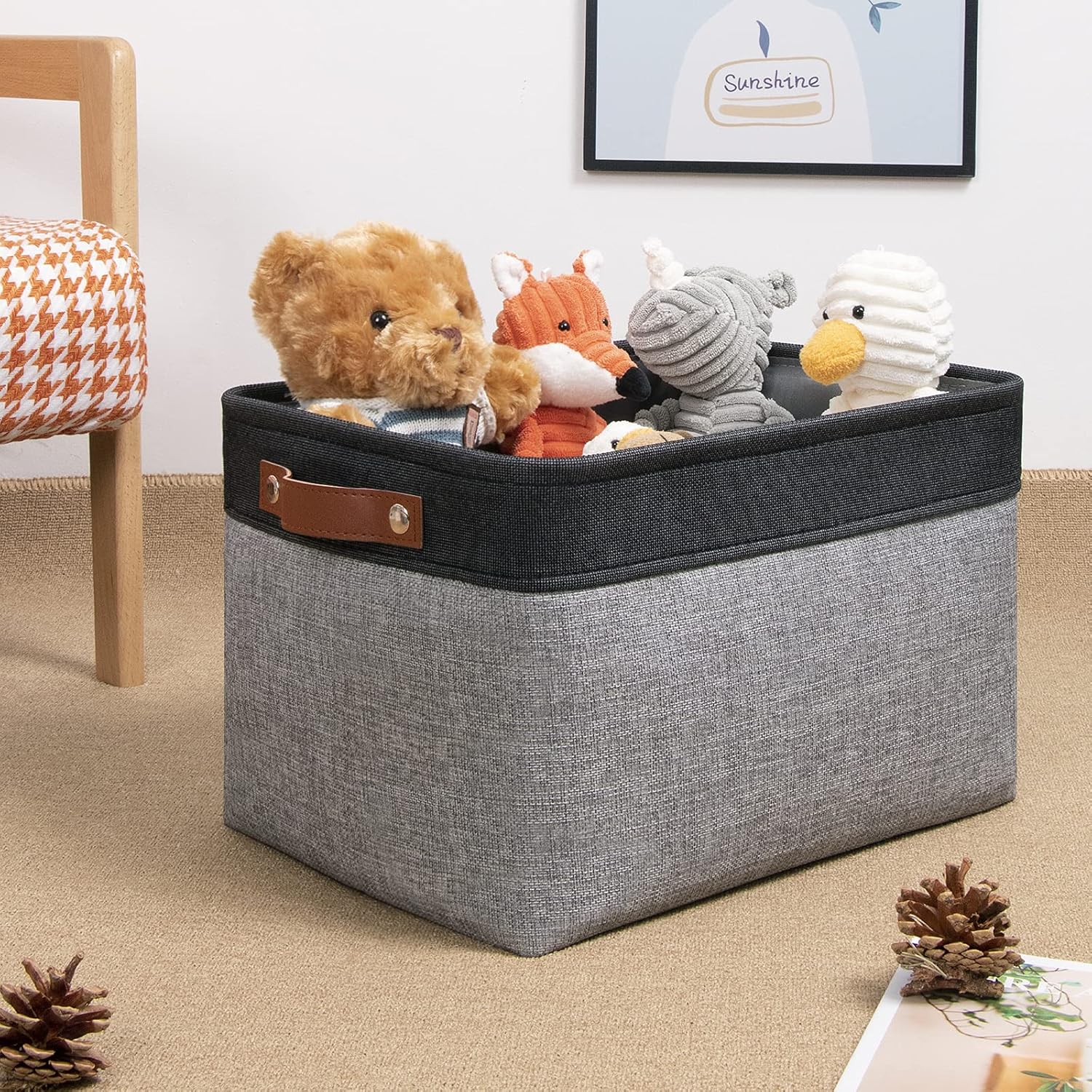 DULLEMELO Fabric Baskets for Storage, Rectangular Fabric Storage Bins Collapsible, Perfect for