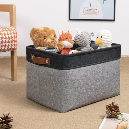 DULLEMELO Canvas Storage Bin with Handles, Fabric Bins for Shelves, Bedroom, Office,Nursery,Fabric