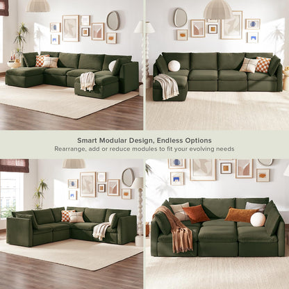 mopio Oversized Modular Sectional Sofa with Fully Removable Covers and Storage, Convertible U