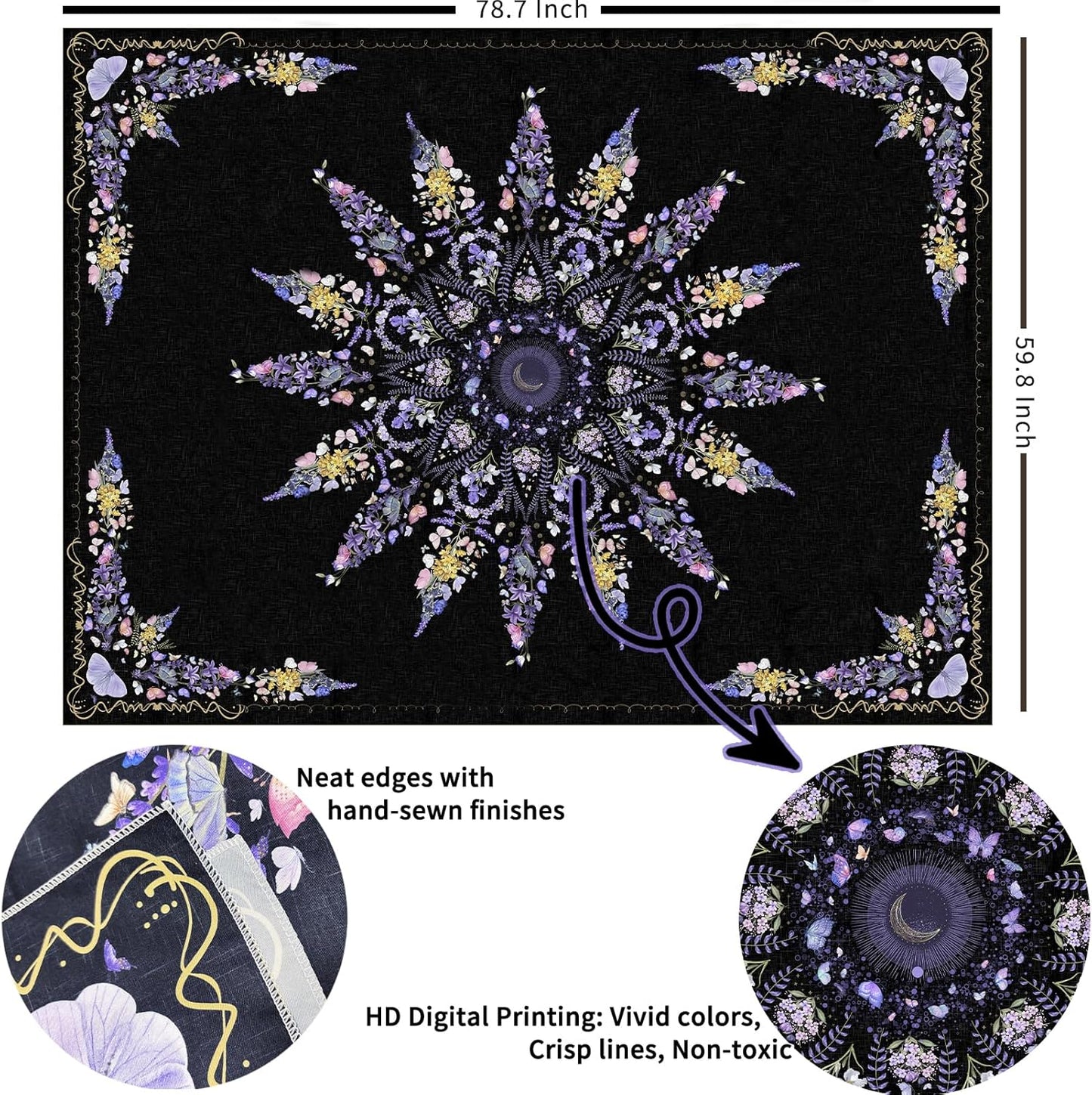 Damanse Floral Tapestry Wall Hanging Cute,Boho Wall Tapestry for Bedroom Aesthetic,Mandala Living
