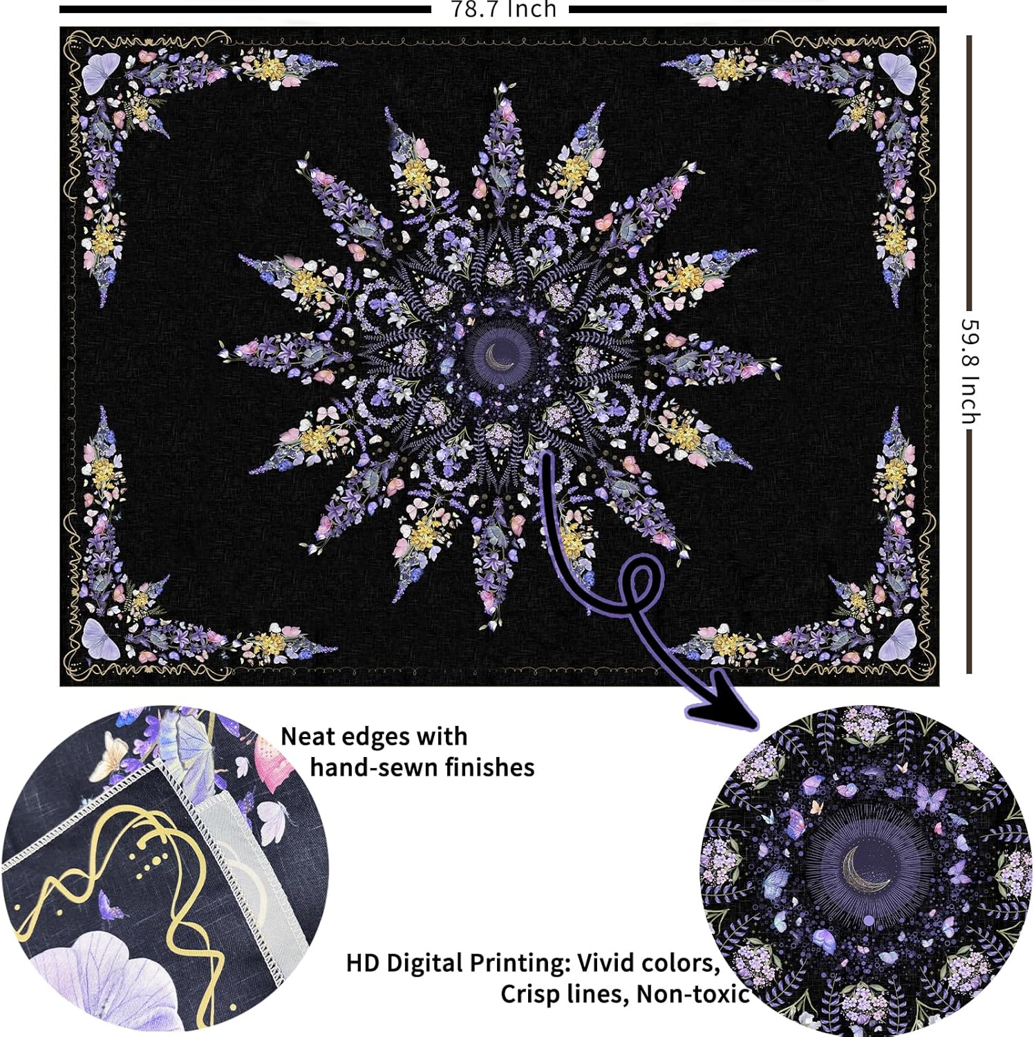 Damanse Floral Tapestry Wall Hanging Cute,Boho Wall Tapestry for Bedroom Aesthetic,Mandala Living