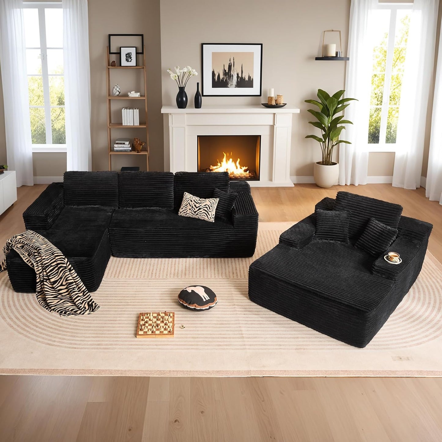 HOOOWOOO Cloud Sectional Couches for Living Room,Modular Sectional Sofa No Assembly,Plush Corduroy