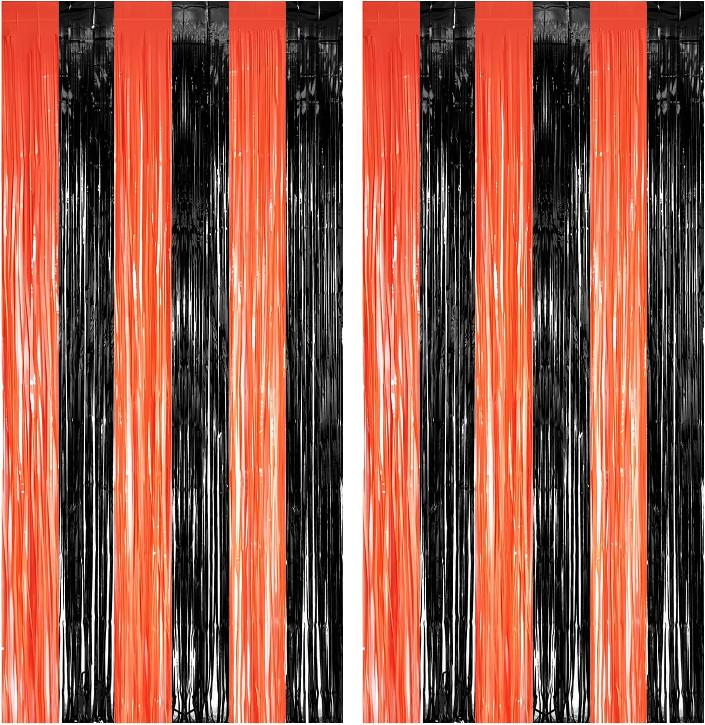 Black Orange Streamers Party Backdrop - GREATRIL Tinsel Fringe Curtain for Halloween