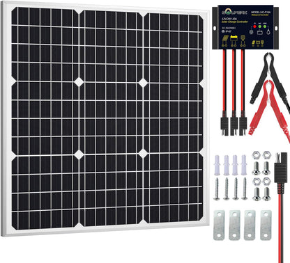 SOLPERK Solar Panel Kit 50W 12V, Solar Battery Trickle Charger Maintainer with Upgrade Waterproof