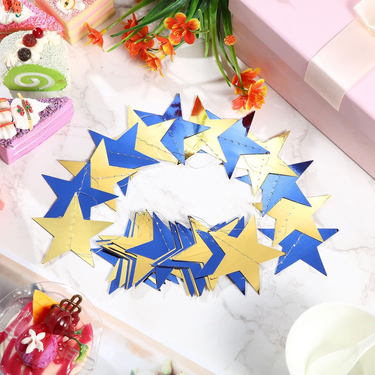Patelai Glitter Star Garland Banner Decor 130 Feet Star Hanging Bunting Banner Twinkle Backdrop for