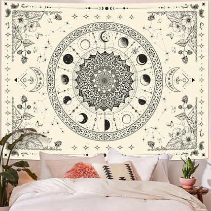Lunerfex Mandala Moon Tapestry Boho Tapestry for Bedroom Black and White Tapestries Wall Hanging