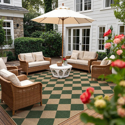 Lahome Checkered Washable Rugs 8x10, Easy Jute Rug for Living Room Patio, Farmhouse Neutral Indoor