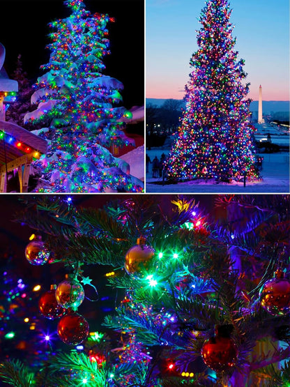 4 Pack 400 LED Solar Christmas Lights Outdoor, Solar String Lights for Outside with 8 Lighting