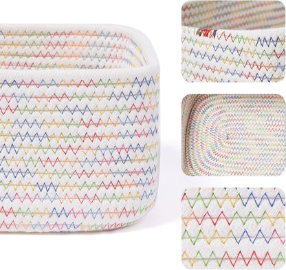 Small Storage Baskets for Organizing | Closet Organizer Bins | Shelf Toy Basket | Woven Rope