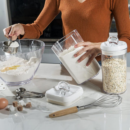 Felli Flip Tite Food Storage Container with Scoop & Lid 5" LARGE Airtight Ring Top, Acrylic