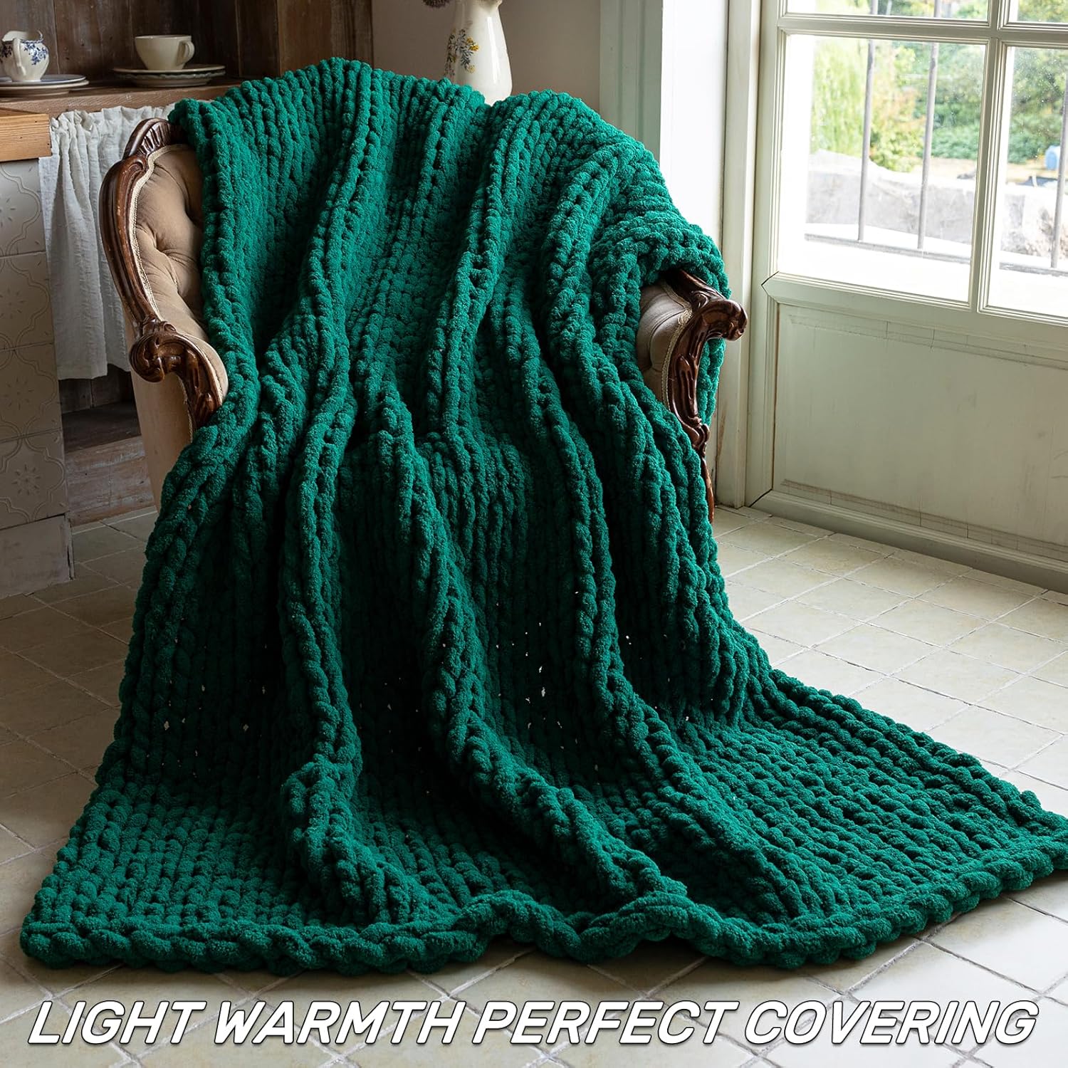 Chunky Knit Blanket - Luxury Soft Cozy 40 * 50 Throw Blanket,100% Woven Blanket Rope Knot Throw