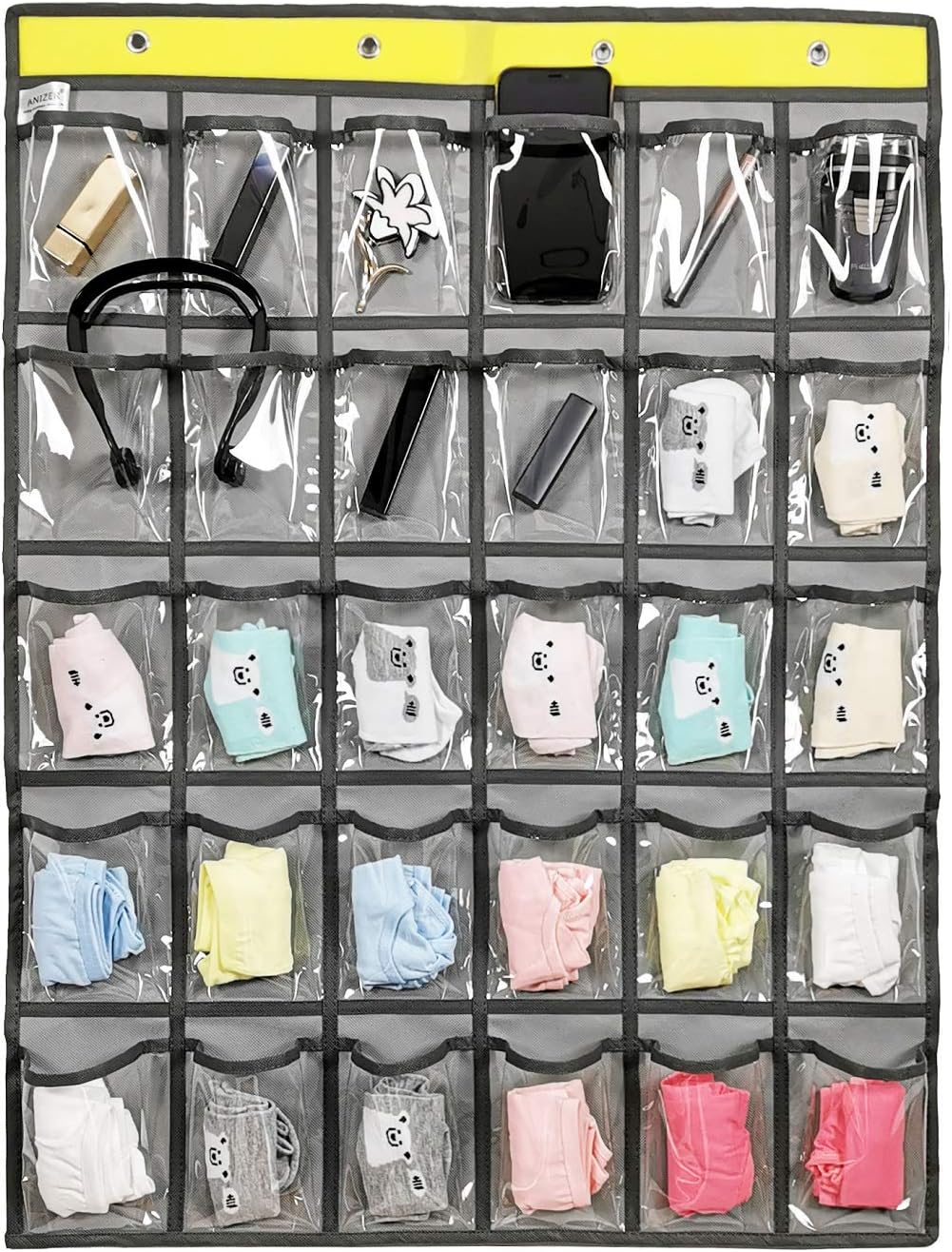 Classroom Pocket Chart for Phone Calculator Holder Over The Door Hanging Closet Jewelry Organizer