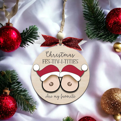 Funny Christmas Ornament – Adult Humor Naughty Holiday Gag Gift for White Elephant & Secret Santa