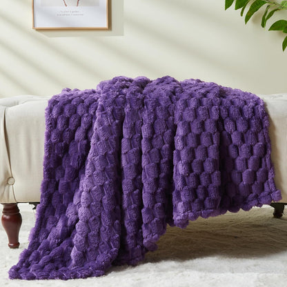 NEWCOSPLAY Super Soft Throw Blanket Purple Premium Silky Flannel Fleece 3D Clouds Stylish Jacquard