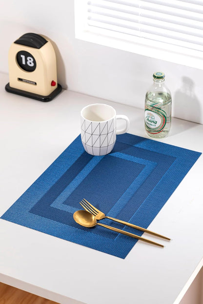 LEXMORE Placemats Set of 6 Vinyl/Plastic Woven Place Mats for Kitchen Table Indoor/Outdoor Washable
