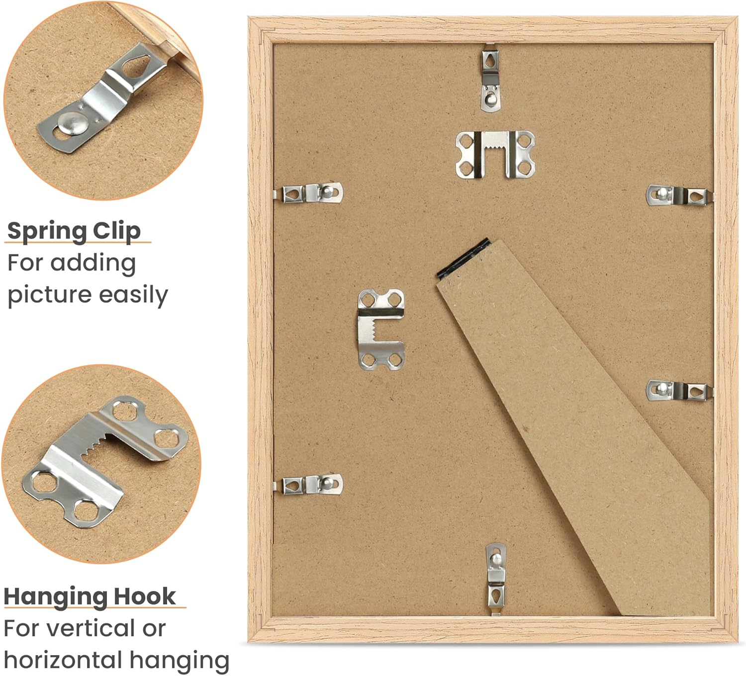 upsimples 8.5 by 11 Picture Frame, Natural Solid Wood Picture Frames, Display 6x8 with Mat or 8.5 x