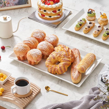 MIECOO Large Serving Platter, 18.5" x 11.5" White Serving Tray, Rectangular Porcelain Plate for