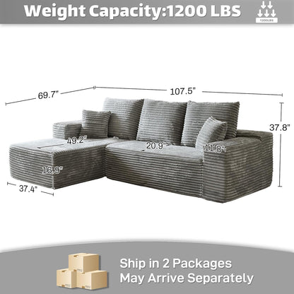 HYJT-H&K Modular Sectional Sofa Cloud Couch, 107" Comfy L Shaped Sectional Couches for Living Room