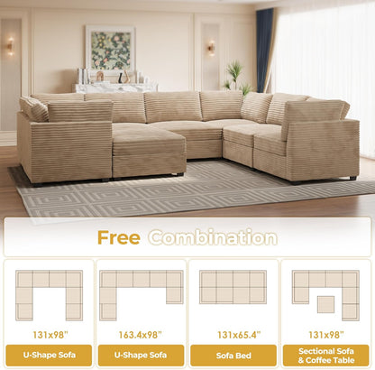 HOOOWOOO Modular Sectional Sofa,8 Pieces Sectional Couches for Living Room,131X98 G Shaped Cloud