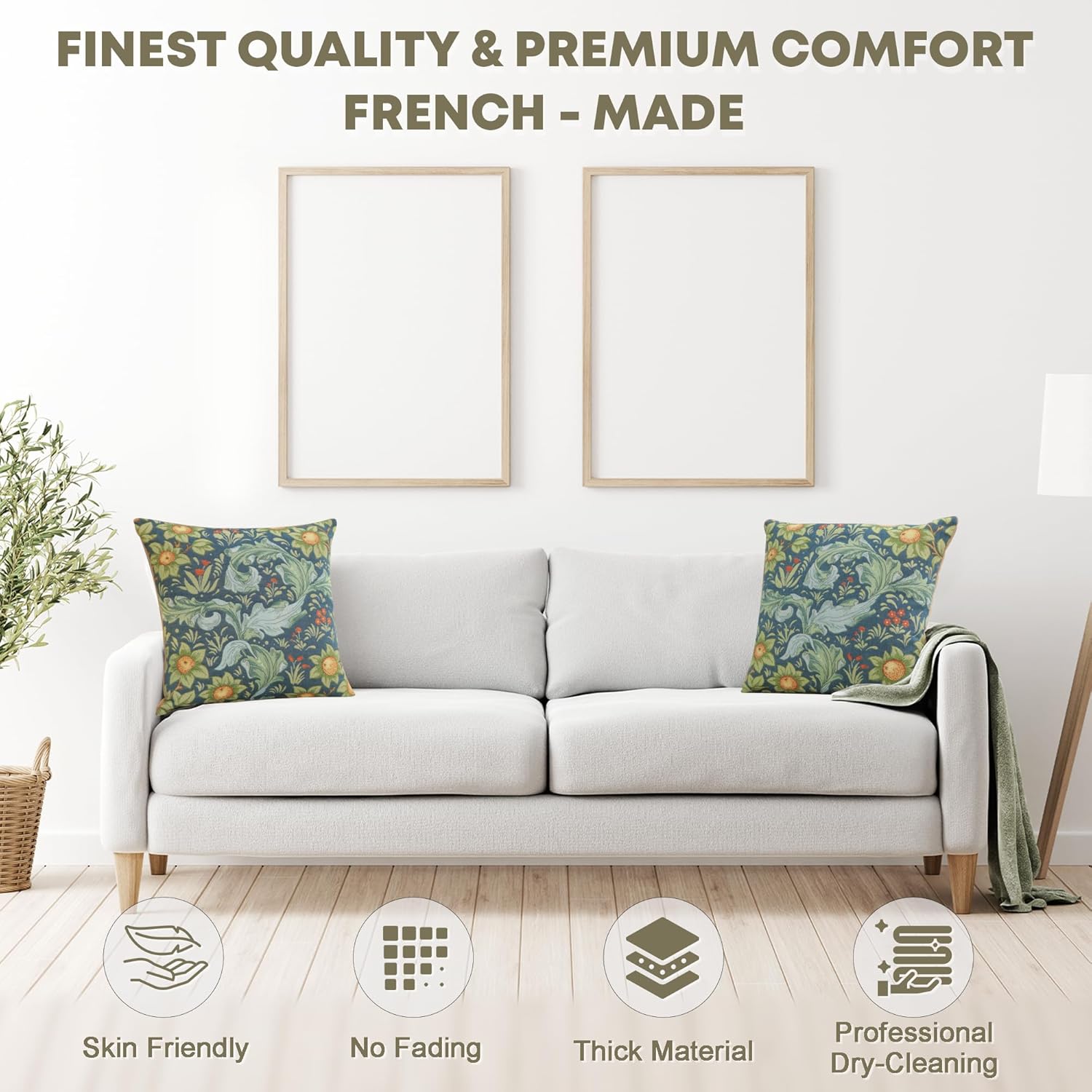 Charlotte Home Furnishings Decorative Tapestry Pillow Cover 19x19 in, Blue Tree Couch Throw Pillow