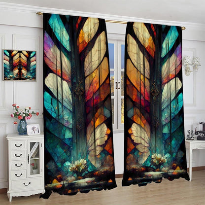 Stained Glass Curtains,Vintage Magical Colorful Abstract Art Home Decor Drapes for Bedroom Living