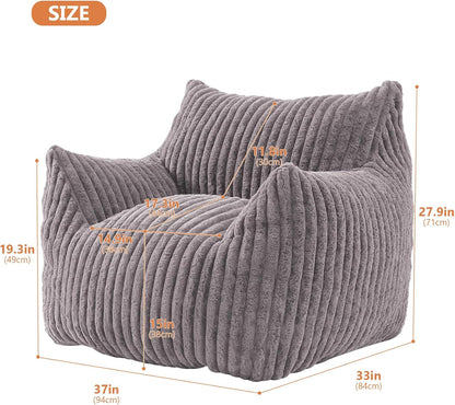 Giant Bean Bag Chairs for Adults with Filling Plush Fluffy Bean Bag Chairs for Teens with Armrests