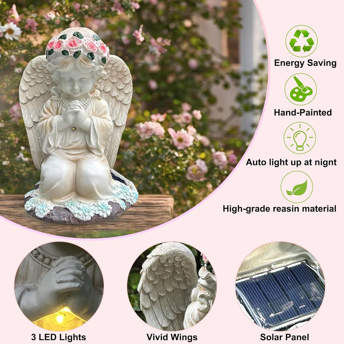 YODY Solar Garden Statues Outdoor Decor- Yard Decorations for Patio, Balcony, Backyard, Lawn