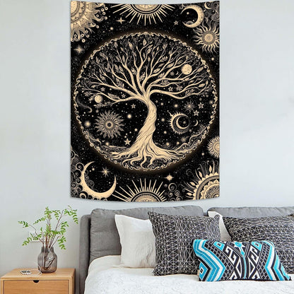 Lunerfex Tree of Life Tapestry Starry Sky Wall Tapestry, Vintage Tapestries for Bedroom Ceiling