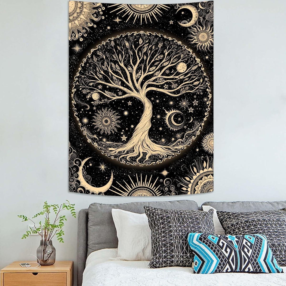 Lunerfex Tree of Life Tapestry Starry Sky Wall Tapestry, Vintage Tapestries for Bedroom Ceiling