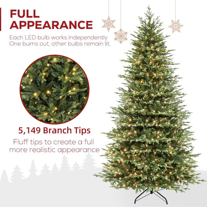 Hykolity 9 ft Prelit Artificial Christmas Tree with 5149 PE&PVC Branch Tips, 600 Warm White LED