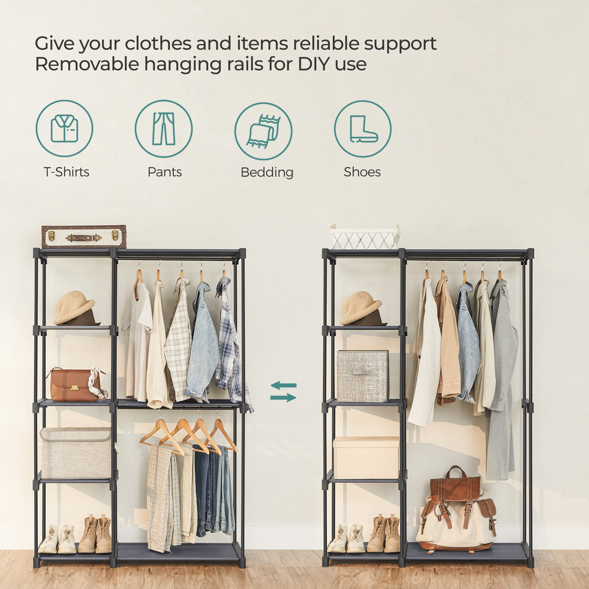 SONGMICS Portable Closet, Freestanding Closet Organizer, Clothes Rack
