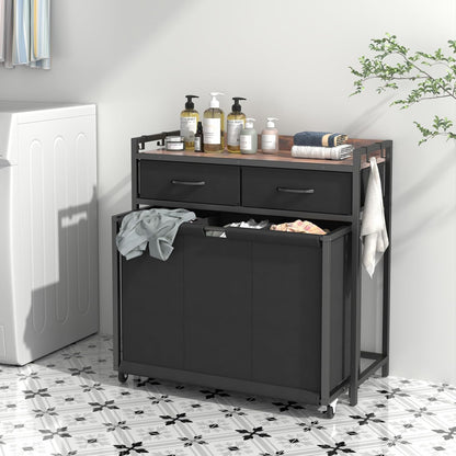 Laundry Hamper Laundry Basket with 3 Section Pull-Out Rolling Bags, Laundry Sorter for Organization