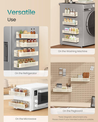 SONGMICS Magnetic Spice Rack for Refrigerator, Set of 4, 2 Large and 2 Small Kichen Magnetic