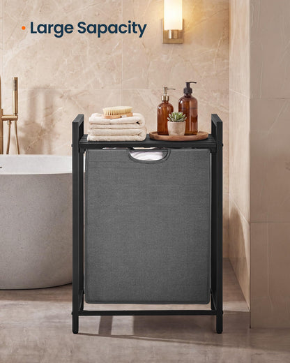SONGMICS HOME Laundry Basket Sorter with Storage Shelf, Laundry Hamper with Metal Frame, 17.2