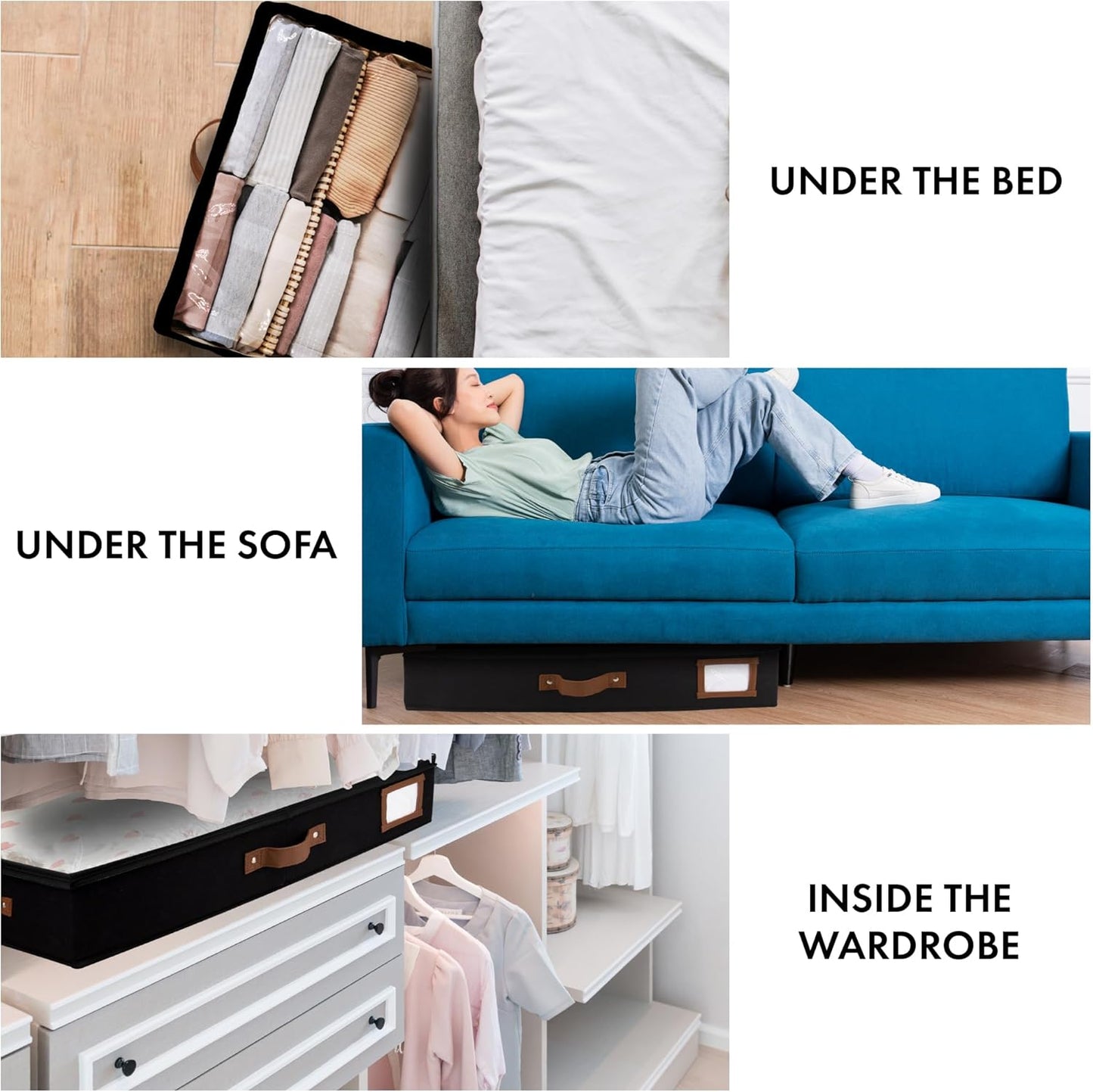 HOMELUX THEORY 2pc Under Bed Storage Containers, Bedroom Under the Bed Drawer Storage Organizer
