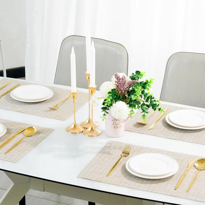 Placemats Set of 6，Non-Slip PVC Weave Table Mats Easy to Clean，Heat Resistant Place Mats for