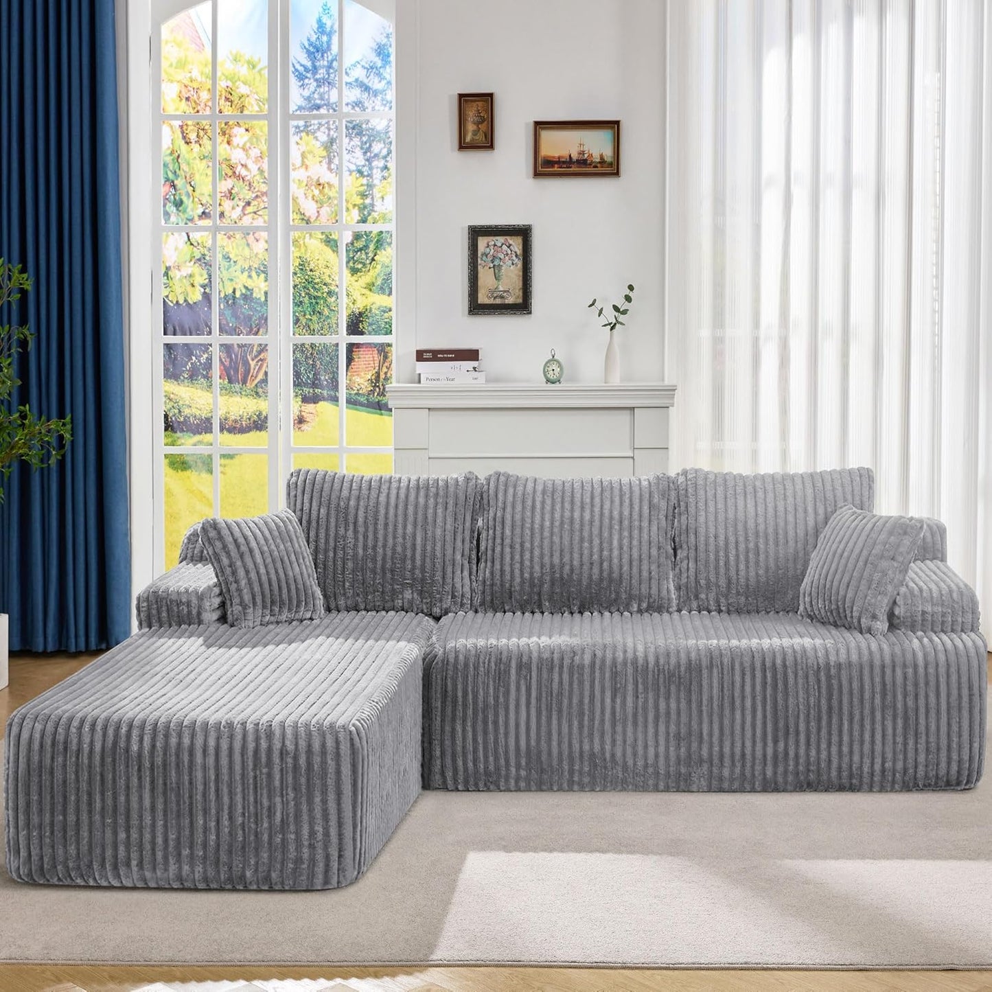 Hobestluk Modular Sectional Sofa Couches 108" L-Shape Couch 3 Seat Modular Sofa Memory Foam