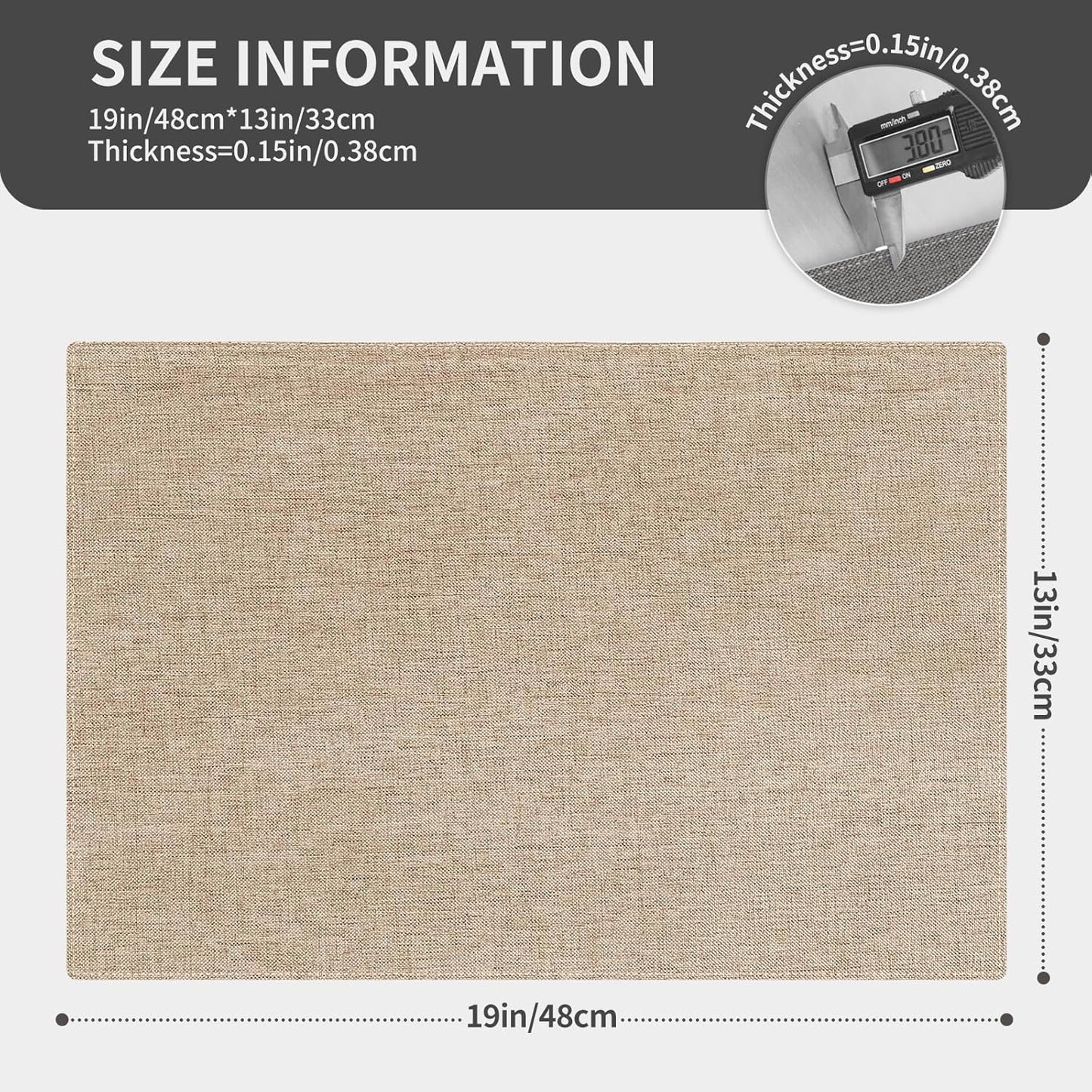 Cloth Placemats, Set of 6 Heat-Resistant Cotton Linen Blend Double Layered Machine Washable Place