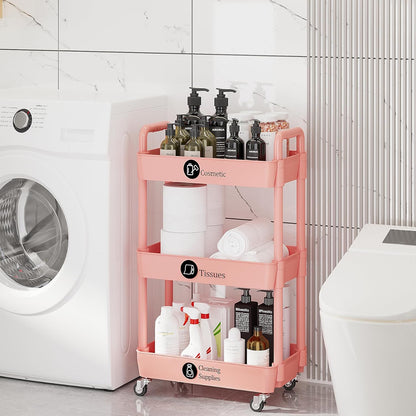 Laiensia 3-Tier Rolling Cart with Wheels,Multifunction Utility Storage carts, Kitchen Storage