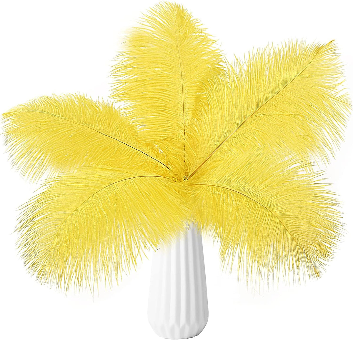 THARAHT Yellow Ostrich Feathers 24pcs Natural Bulk 10-12Inch 25cm-30cm for Crafts Wedding Party