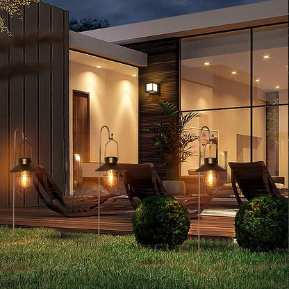 pearlstar Solar Lanterns Outdoor Metal Solar Powered Hanging Lights Waterproof for Barn Wall Yard